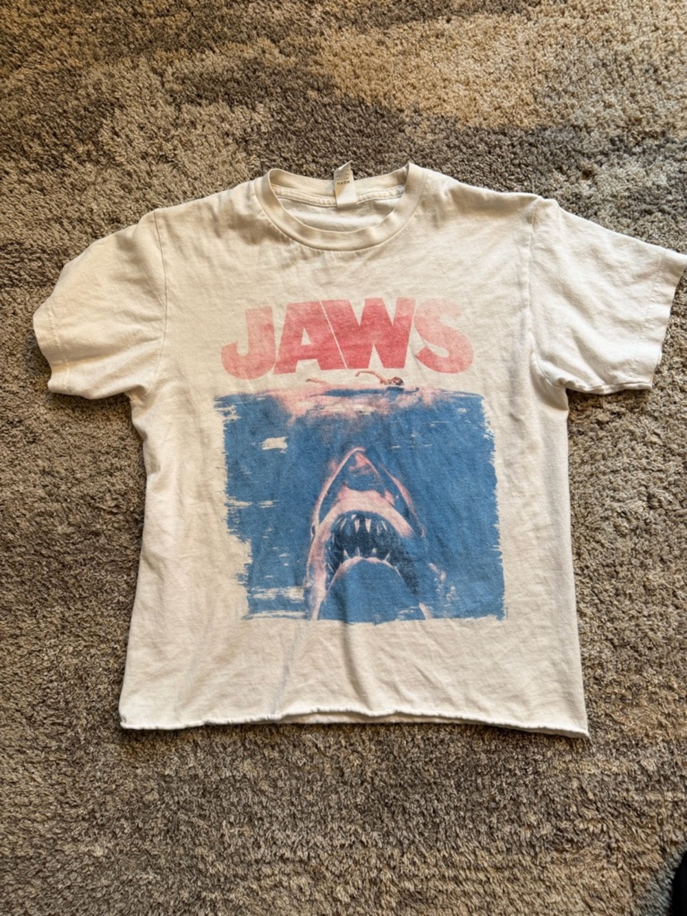 JAWS Graphic Tee - White with Red & Blue Print